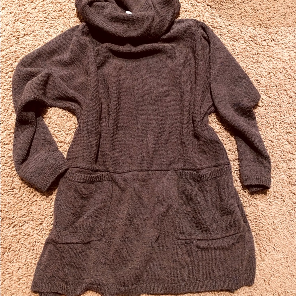Soft Surroundings Cowlneck Sweater Grayish Brown and Black Size PS/PM